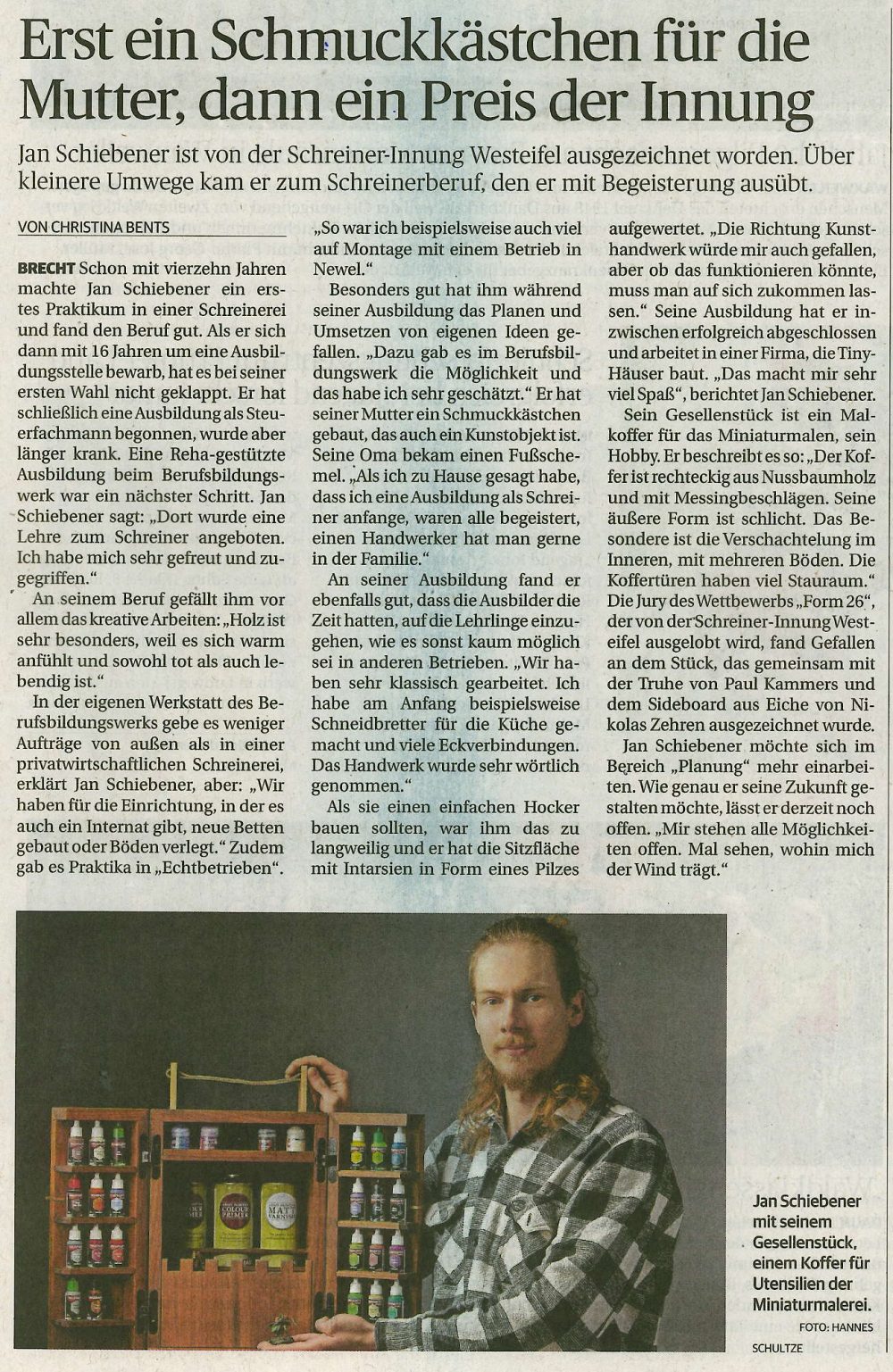 Der Bericht über Jan Schiebener im Trierischen Volksfreund, Ausgabe vom Dienstag, 19. Mai 2026