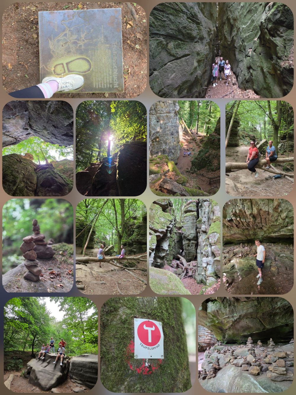eine Collage aus mehreren Fotos von Felsformationen in der Teufelsschlucht