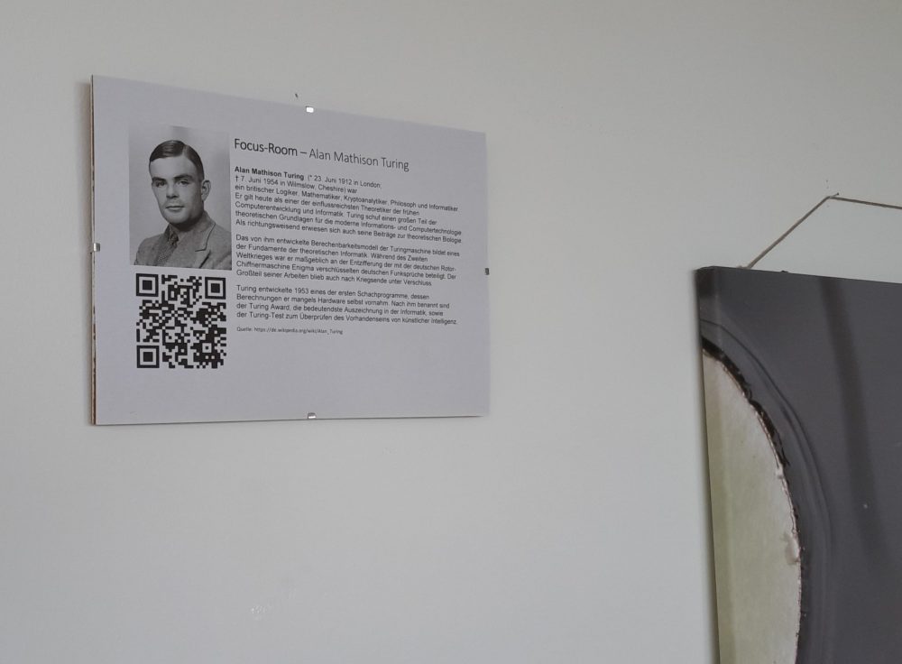 Türschild "Focus-Rom Alan Mathison Turing"